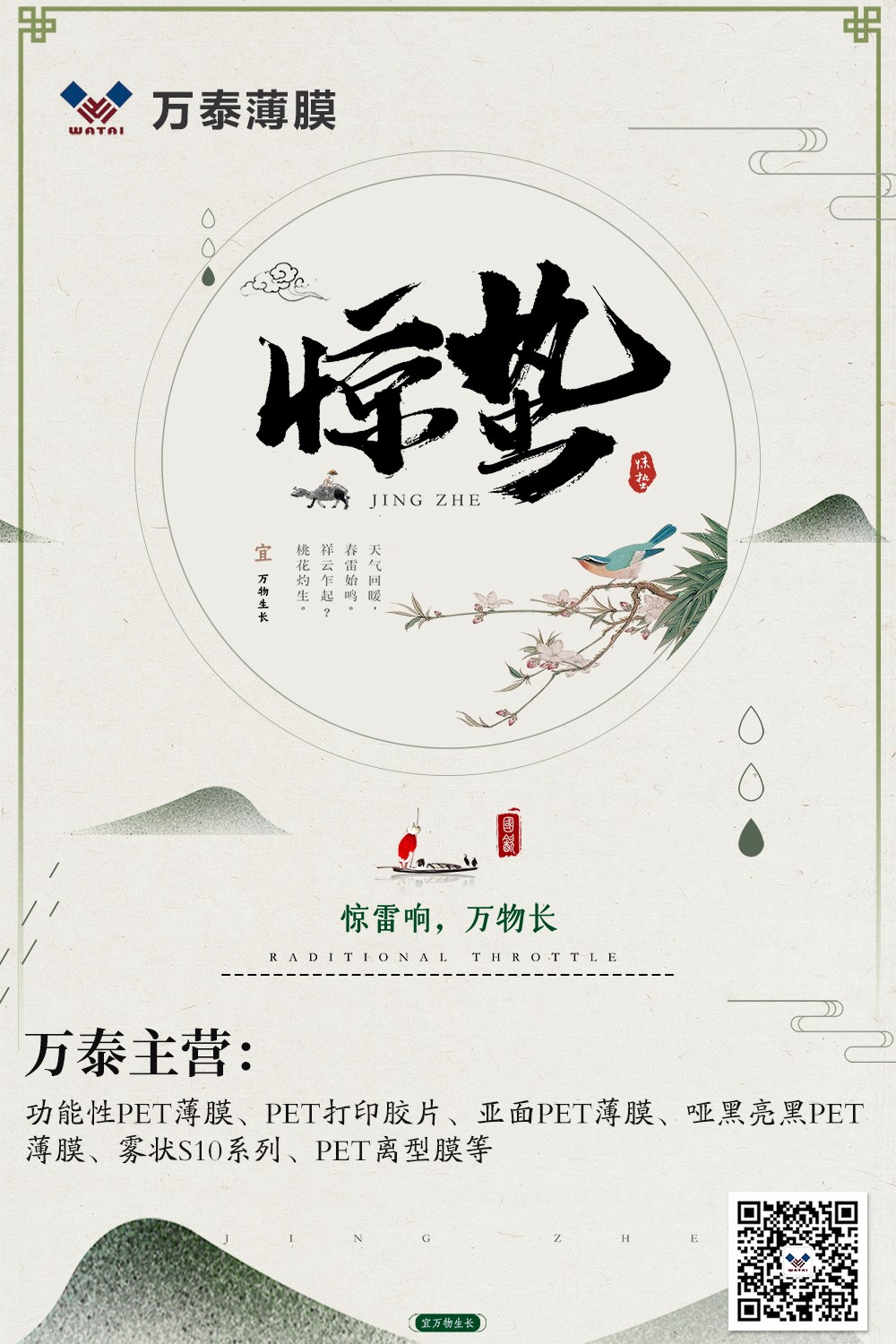 微雨眾卉新，一雷驚蟄始